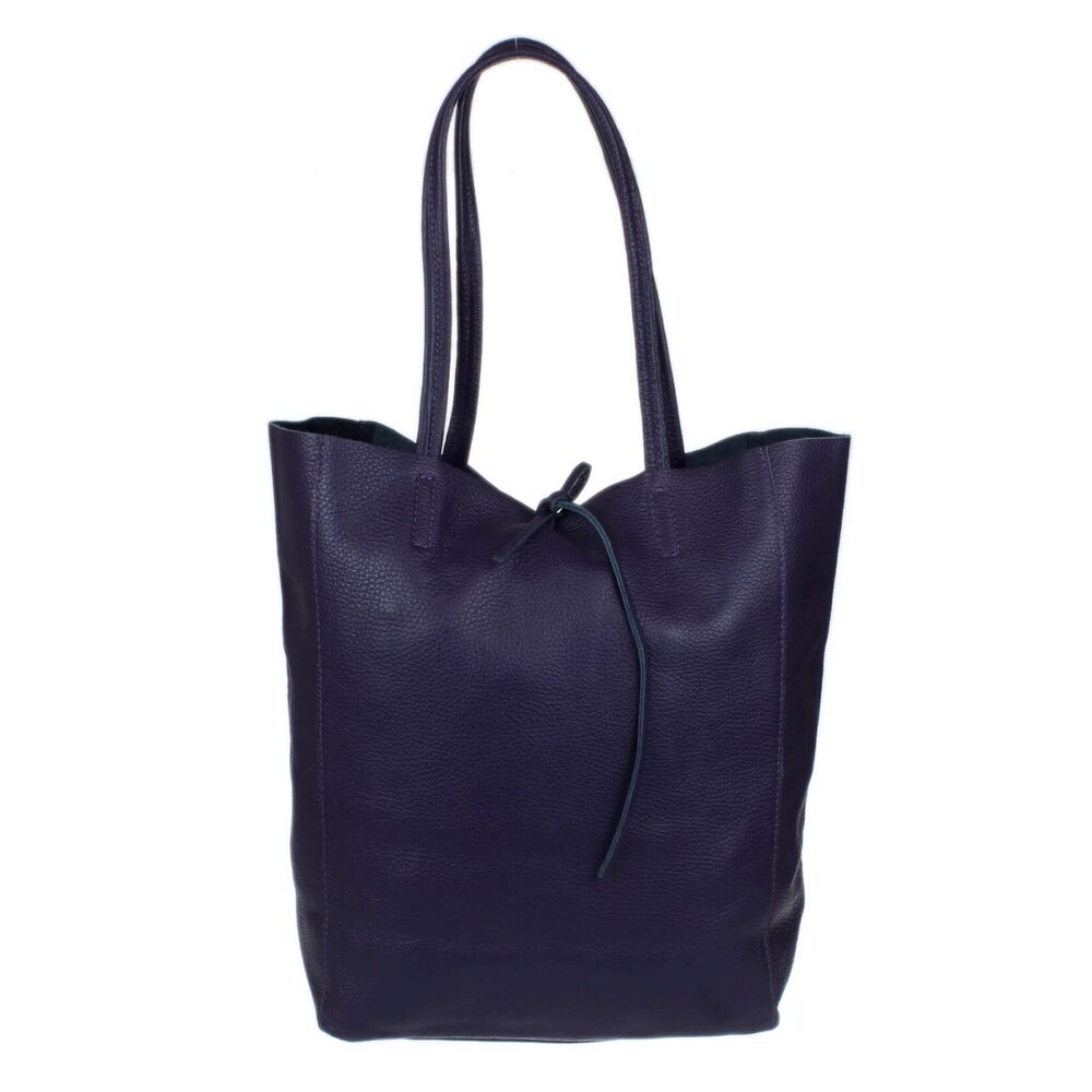 5168 Open Top Leather Handbag Dark Purple